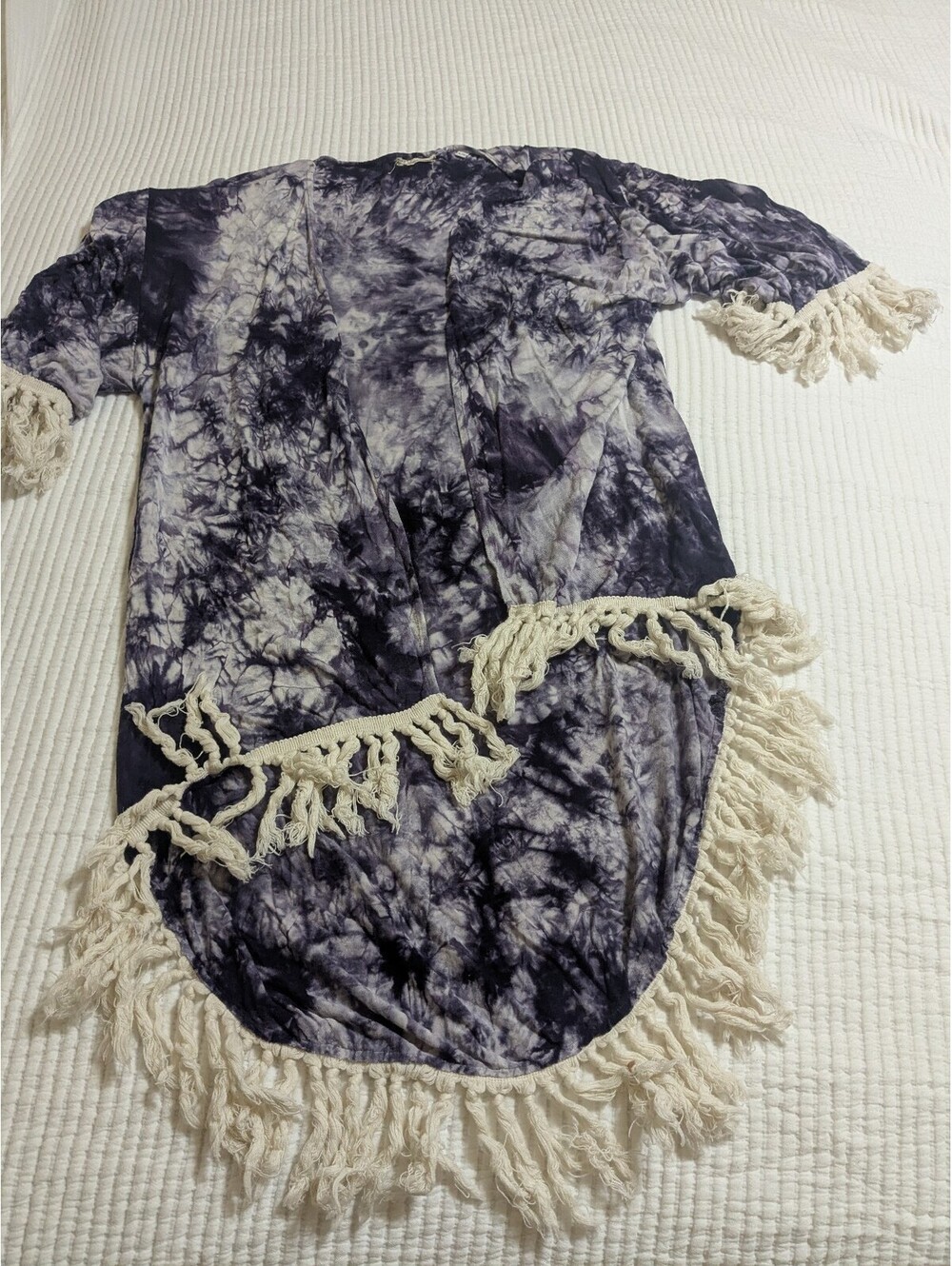 Trudy's World purple tie-dye fringe top